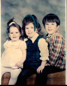 Suzanne, Traci, and Thomas Rinoldo photographed at Mammoth Mart around 1969 or 1970.