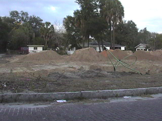 Land preparation on Tom, Helen, and Traci Rinoldo’s Tampa Heights lots.